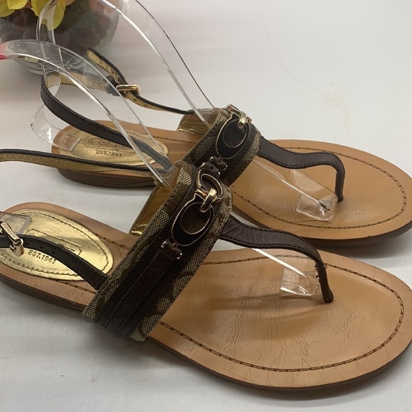 Coach Sammy Brown Logo Thong Sandal Sz 8M. FFT0535B - Picture 3 of 10